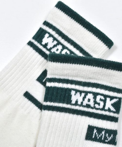 WASK(ワスク)/ライン＋音波柄２Pショートソックス(15~24cm)/img02