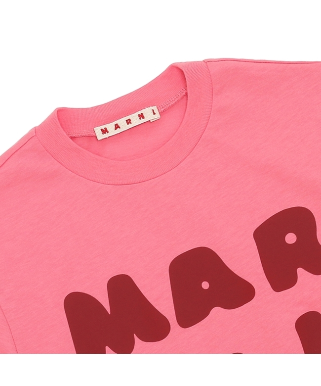 マルニ Tシャツ・カットソー ロゴプリントクルーネックTシャツ キッズ ロゴ ピンク キッズ MARNI M00934M00HZ MT163U  0M338