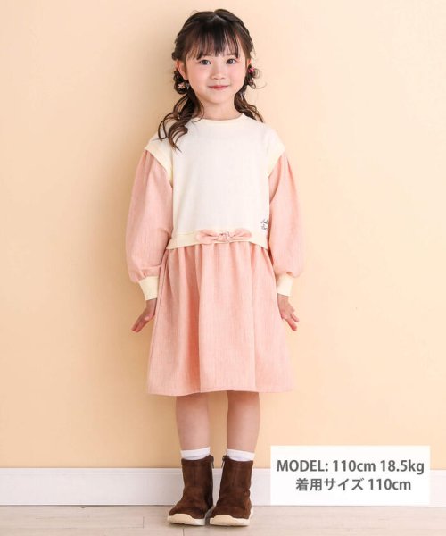 Noeil aime BeBe(ノイユ　エーム　べべ)/ベスト重ね着風ドッキングワンピース(80~130cm)/img01