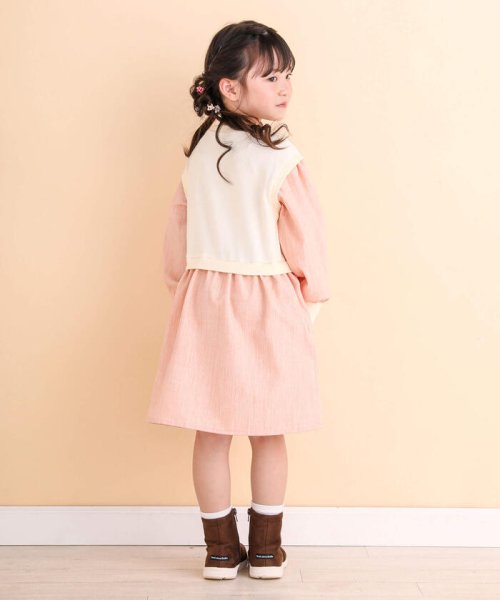 Noeil aime BeBe(ノイユ　エーム　べべ)/ベスト重ね着風ドッキングワンピース(80~130cm)/img05