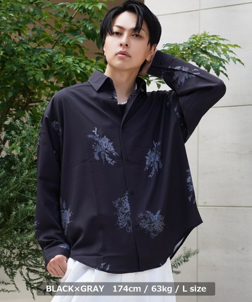 1111clothing(ワンフォークロージング)/シルキーシャツ メンズ オーバーシャツ レディース 長袖 花柄 フラワー シャツ トップス レギュラーカラー 羽織り ビッグシャツ 長袖シャツ 大きいサイズ 秋/img13