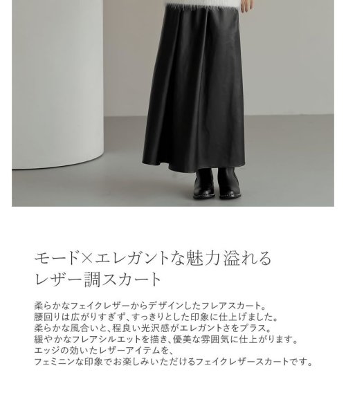 Re:EDIT(リエディ)/[新色追加][2023A/W COLLECTION][低身長サイズ有]フェイクレザーロングフレアスカート/img01