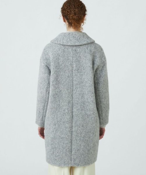 ウールアルパカバルキー ステンカラーコクーンコート 