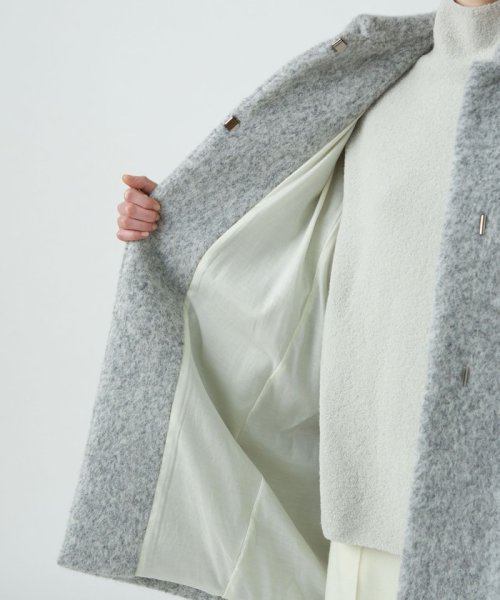 ウールアルパカバルキー ステンカラーコクーンコート 