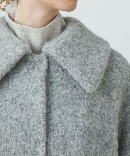 ウールアルパカバルキー ステンカラーコクーンコート 