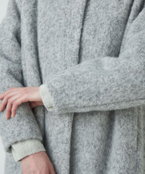 ウールアルパカバルキー ステンカラーコクーンコート 