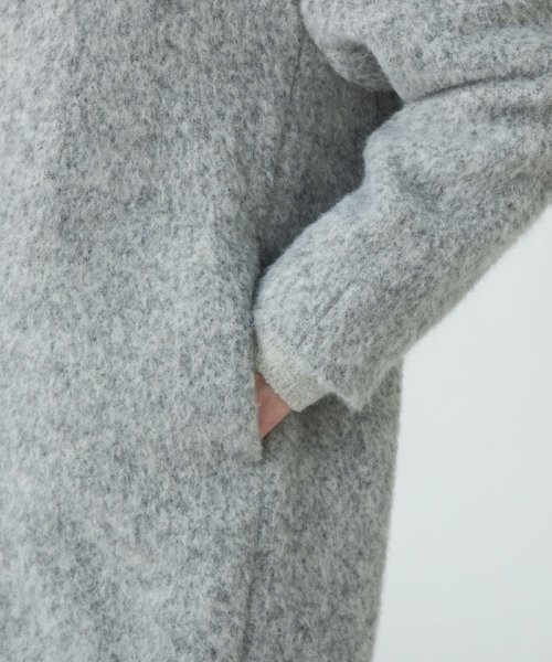 ウールアルパカバルキー ステンカラーコクーンコート 