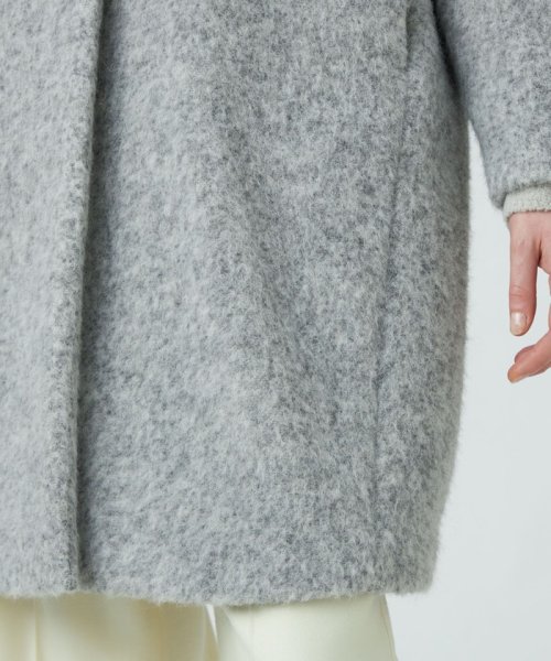 ウールアルパカバルキー ステンカラーコクーンコート 