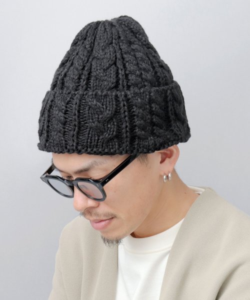 Besiquenti(ベーシックエンチ)/ウールミックス ケーブル編み ニットワッチ ニット帽 ニットキャップ /img05