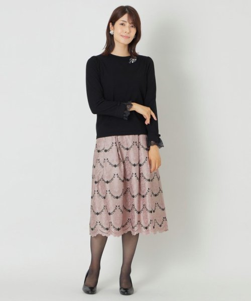 TO BE CHIC(L SIZE)(トゥービーシック Lサイズ)/＊STORY掲載＊【L】レーヨンポリエステル　袖レースニットプルオーバー/img02