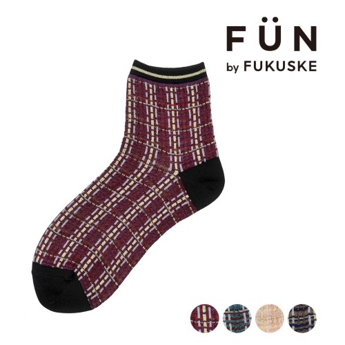 fukuske FUN(フクスケ ファン)/福助 公式 靴下 ショート丈 レディース fukuske FUN チェック柄 つま先かかと補強  3262－61L<br>婦人 女性 フクスケ fukuske/img01