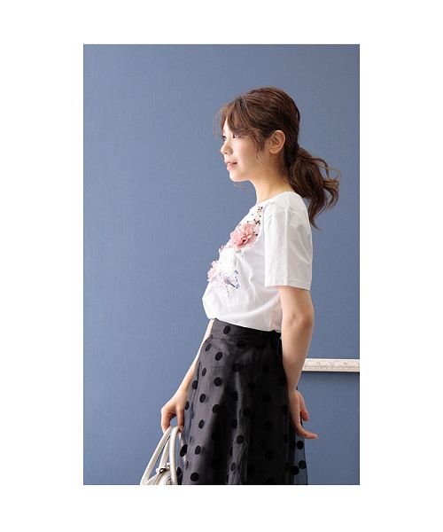 Sawa a la mode(サワアラモード)/小鳥とお花舞う花モチーフ付きロゴTシャツ/img10