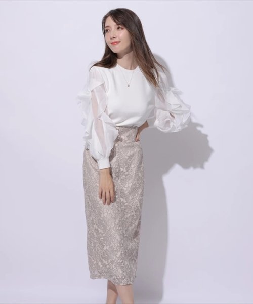 フラワーコードレースタイトスカート(505600658) | アプワイザー  