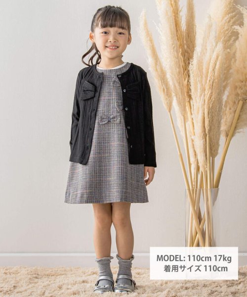 BeBe Petits Pois Vert(ベベ プチ ポワ ヴェール)/【店舗限定】ニット風リボンカーディガン(95~150cm)/img01