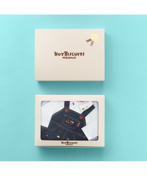 MIKI HOUSE HOT BISCUITS(ミキハウスホットビスケッツ)/くるま刺繍 オーバーオール＆ポロシャツセット【BOX付き】/img02