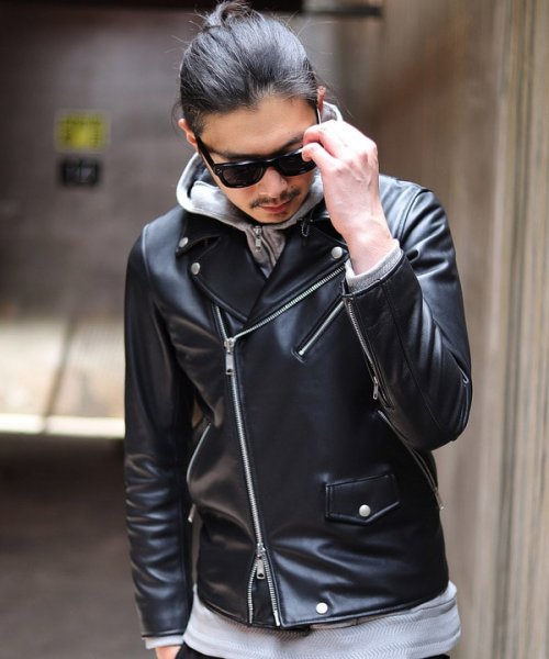 ダブルレザーライダースジャケット 