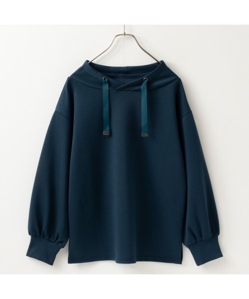 MAC HOUSE(women)(マックハウス（レディース）)/NAVY ネイビー ハンサムスウェット 抜き衿風プルオーバー 133－5420/img08