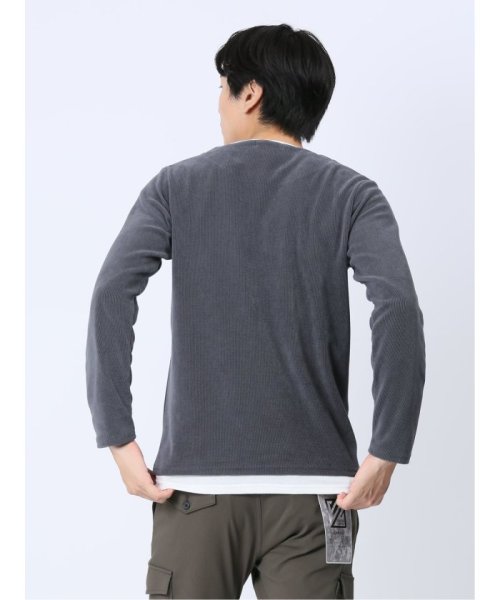 TAKA-Q(タカキュー)/さまになる フェイクレイヤード キーネック 長袖 メンズ Tシャツ カットソー カジュアル インナー ビジネス ギフト プレゼント/img11