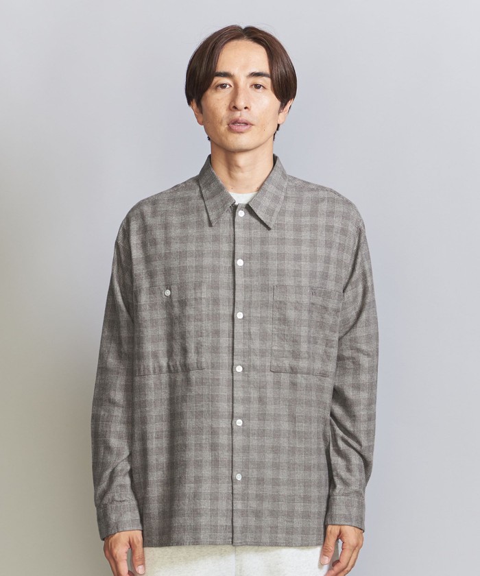 セール】<one BEAUTY&YOUTH> トップ チェック キャンプカラー