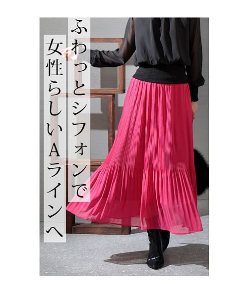 Sawa a la mode(サワアラモード)/裏フリースの暖かシフォンプリーツスカート/img09