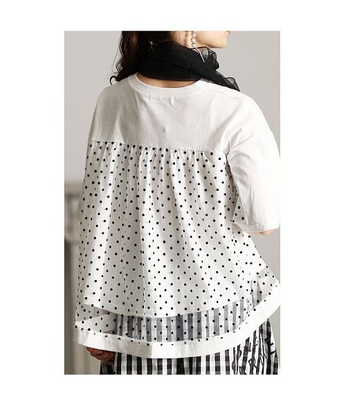 Sawa a la mode(サワアラモード)/軽やかな水玉柄後ろチュール半袖Tシャツ/img06