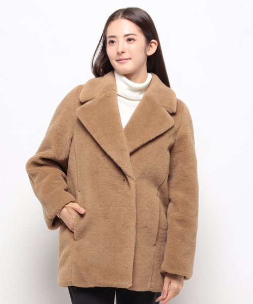 キャメルボアコクーンコート なし