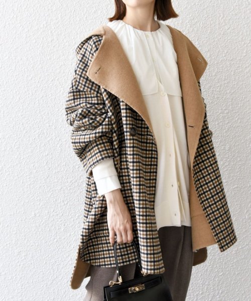 SHIPS any: リバー フーディー ポンチョ ハーフ コート SHIPS any リバー ポンチョ