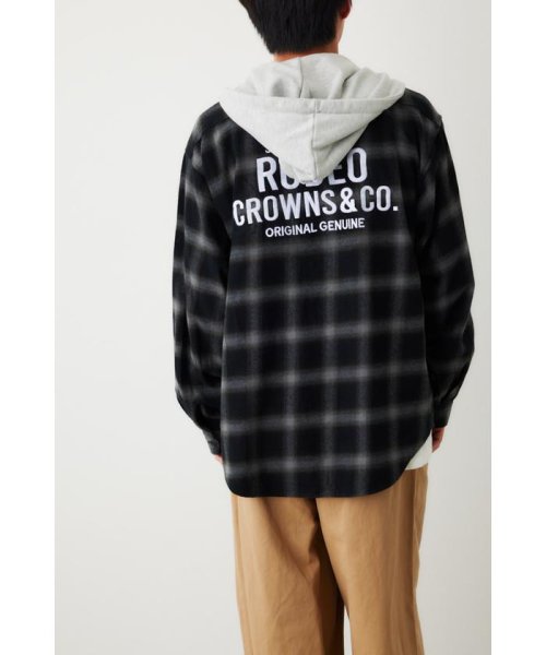 RODEO CROWNS WIDE BOWL(ロデオクラウンズワイドボウル)/メンズフード付きロゴチェックシャツ/img03