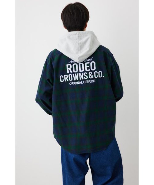 RODEO CROWNS WIDE BOWL(ロデオクラウンズワイドボウル)/メンズフード付きロゴチェックシャツ/img09