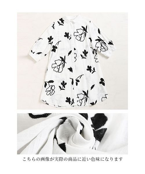 Sawa a la mode(サワアラモード)/ナチュラルな花刺繍コットンシャツチュニック/img04