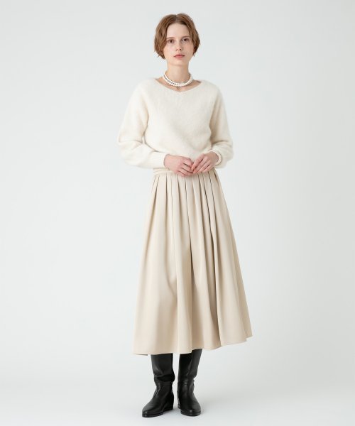【LOULOU WILLOUGHBY】ブライトツイルタックスカート 