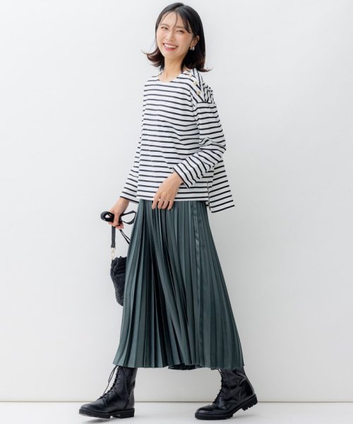 【洗える】レザーライク プリーツスカート 