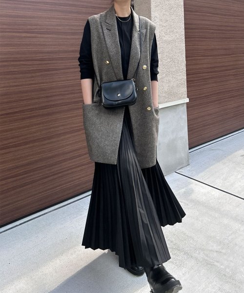 【Audrey and John Wad】プリーツロングフレアスカート H164 B79 W58 H82 Audrey and John