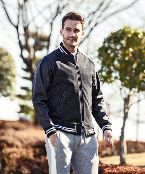 1PIU1UGUALE3 RELAX(ウノピゥウノウグァーレトレ リラックス)総柄スタジアムジャンパー 