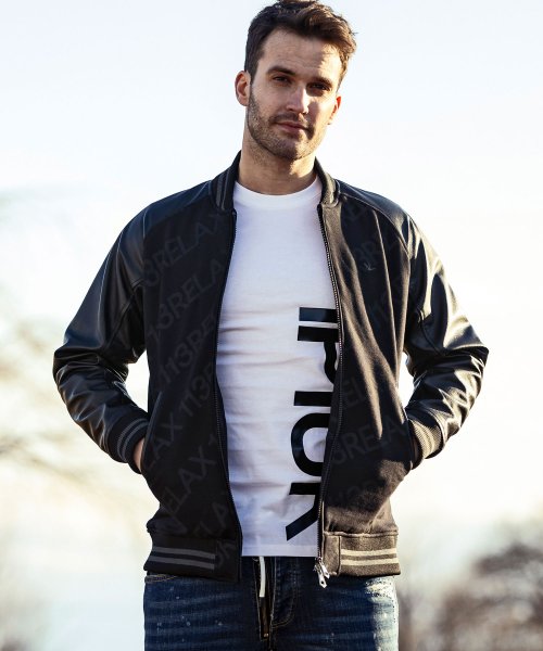 1PIU1UGUALE3 RELAX(ウノピゥウノウグァーレトレ リラックス)総柄スタジアムジャンパー 