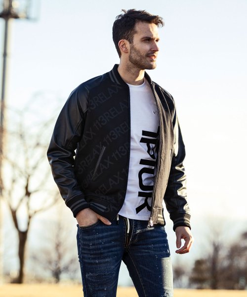 1PIU1UGUALE3 RELAX(ウノピゥウノウグァーレトレ リラックス)総柄スタジアムジャンパー 