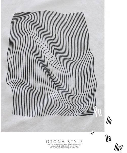 OTONA(オトナ)/トップス 異素材 ホワイト 拘りのシルエットと異素材使い クールな錯覚アートプリント /img06
