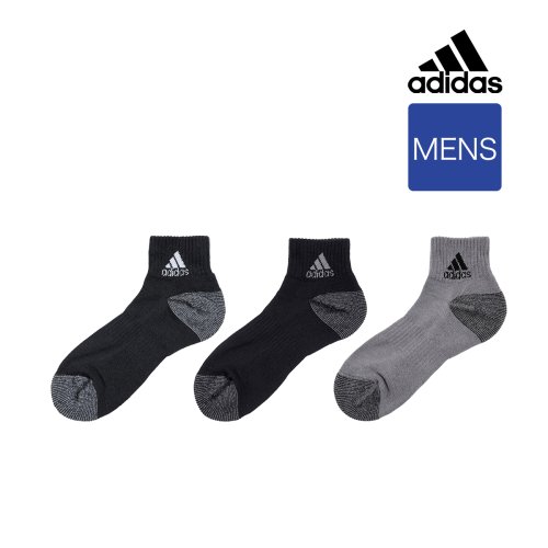 adidas(adidas)/福助 公式 靴下 ショート丈 3足組 メンズ adidas(アディダス) Tough＆Warm メランジ柄 ワンポイント 丈夫保温 底パイル 土踏まずサポート /img01