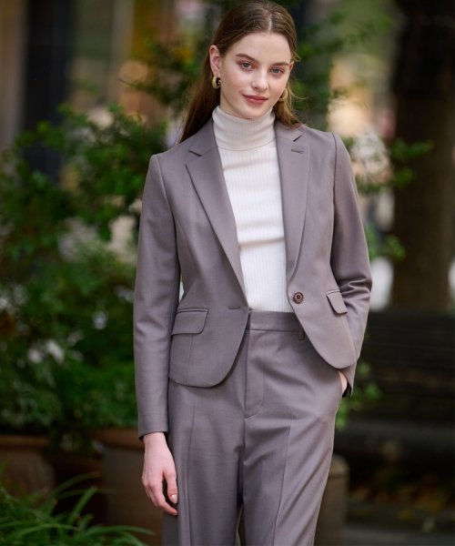 【セットアップ可】ウールブレンドストレッチショートジャケット 