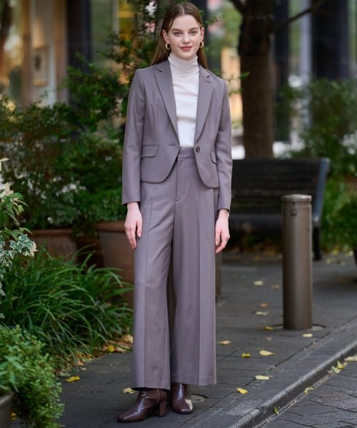 【セットアップ可】ウールブレンドストレッチショートジャケット 