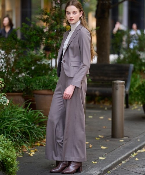 【セットアップ可】ウールブレンドストレッチショートジャケット 