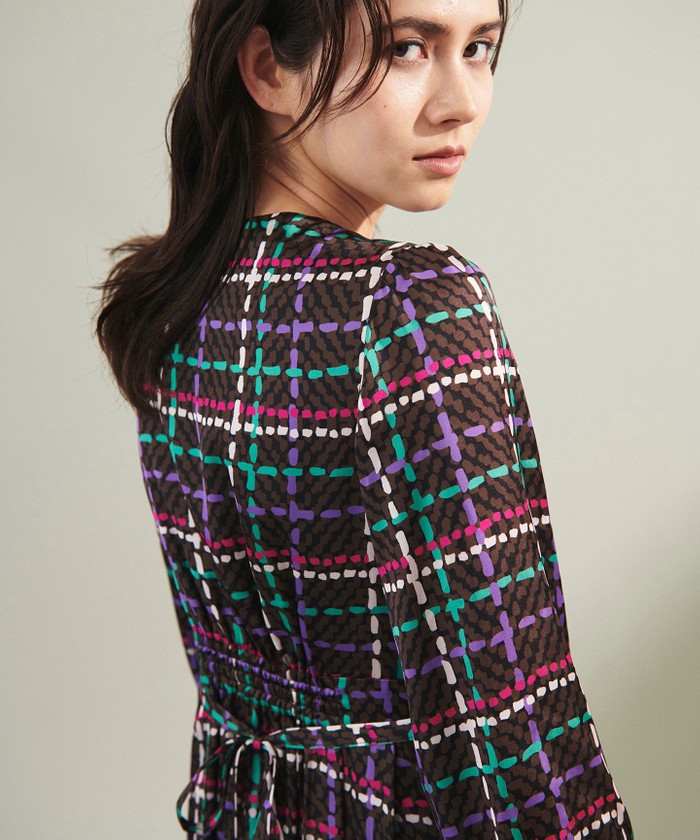 グレースクラス ヘリンボーンチェックプリントワンピース ヘリンボーンチェックプリントワンピース(505649424)｜阪急百貨店公式