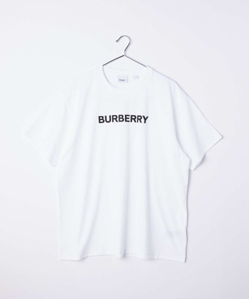 バーバリー BURBERRY 8055309 Ｔシャツ メンズ トップス 半袖 コットン クルーネック カットソー ロゴプリント クルーネック 白 カジュアル トップス クルーネック 5cm本体