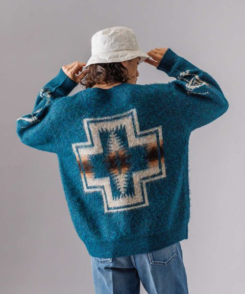 【PENDLETON /ペンドルトン】シャギーニットVカーディガン/ユニセックス モデル：H177 B90 W72 H92 PENDLETON ハーディング ペンドルトン