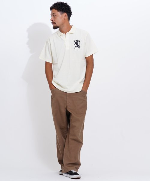 GIORDANO(ジョルダーノ)/ビッグライオン刺繍ドライストレッチ半袖ポロシャツ/img01