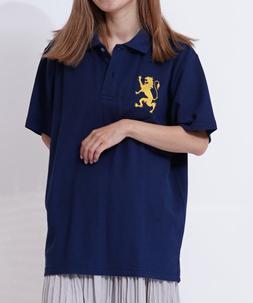 GIORDANO(ジョルダーノ)/ビッグライオン刺繍ドライストレッチ半袖ポロシャツ/img11