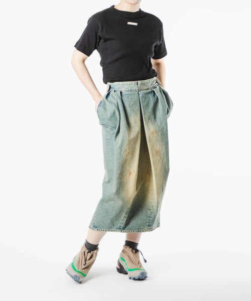 メゾン マルジェラ MAISON MARGIELA SI0MA0006 S30561 スカート レディース ボトムス デニムスカート ギャザー コットン プリー メゾン ボトムス コットン