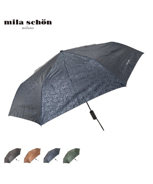 mila schon(ミラ・ショーン)/ミラショーン mila schon 傘 折り畳み 雨傘 メンズ 60cm 軽量 ジャガード FOLDING UMBRELLA ブラック ブラウン ダーク グリー/img01