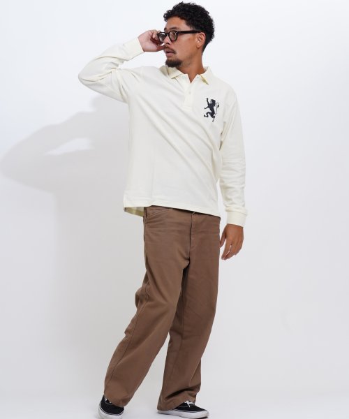 GIORDANO(ジョルダーノ)/ビッグライオン刺繍ドライストレッチ長袖ポロシャツ/img02