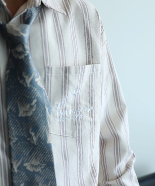 HOOK(HOOK（フック）)/HOOK －original－ 配色ストライプワンポイント刺繍長袖シャツ/img15